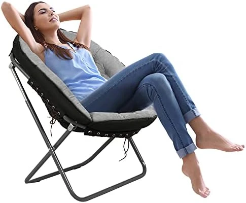 Tochiyoga Saucer Chairs For Adults, Oversized 265 Lb Saucer Chair For Bedroom, Papasan Chair With Cushion And Frame, Folding Saucer Chair, Moon Chair (Grey) - Image 8