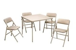 COSCO 5 Piece, Tan Folding Table And Chair Set.