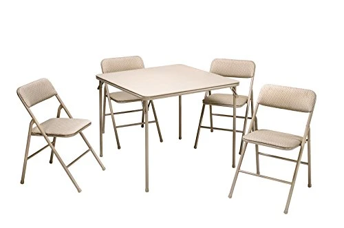 COSCO 5 Piece, Tan Folding Table And Chair Set.