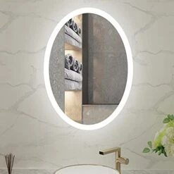Illucid LED Mirror Oval 24x32 Inch, Anti-Fog Warm Light/Day Light Wall Mounted Bathroom Mirror Wall Switch Support Memory, Quick Hanging LED Mirrors For Bathroom