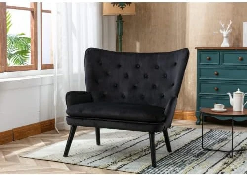 Polyester Rocker Armchair Oversized Tufted High Back Loveseat Chair Comfortable Glider Rocking Chair For Bedroom/Nursery/Living Room, Grey - Image 6