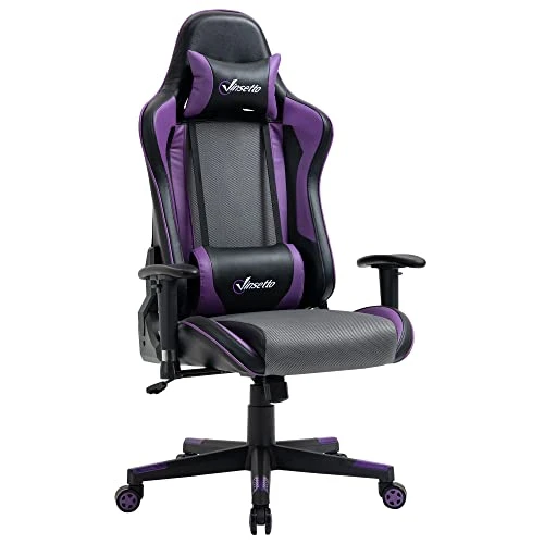 Vinsetto Gaming Chair Racing Style Ergonomic Office Chair High Back Computer Desk Chair Adjustable Height Swivel Recliner With Headrest And Lumbar Support, Purple
