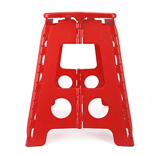 EVTSCAN 15.3” Folding Step Stool For Adults, Non-Slip Textured Grip Surface, Foldable Space Saving Design, Carrying Handle, Holds Up To 300 Pounds(Red) - Image 4