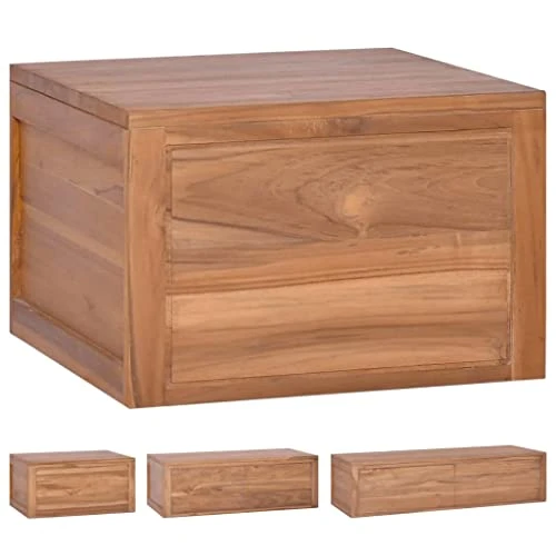 VidaXL Solid Wood Teak Wall-Mounted Bathroom Cabinet Home Indoor Wooden Toilet Storage Unit Shelf Cupboard Vanity Unit Cabinet Furniture - Image 3