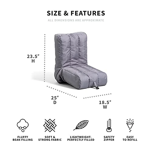 Big Joe Grab & Go 2Pk Travel Bean Bag Chair, Steel Gray SmartMax, 1.5ft - Image 2
