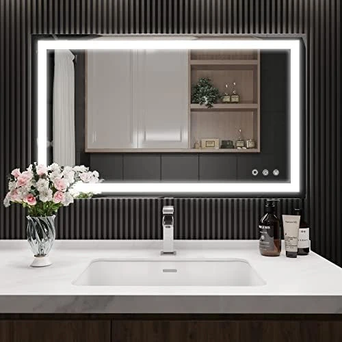 BesMirror 40’’x24’’ Bathroom Mirror With Lights, Anti-Fog Wall Mounted LED Vanity Mirror With 3 Color, Shatter-Proof, Stepless Dimmable, Frameless, Smart Touch Button, Horizontal/Vertical - Image 8