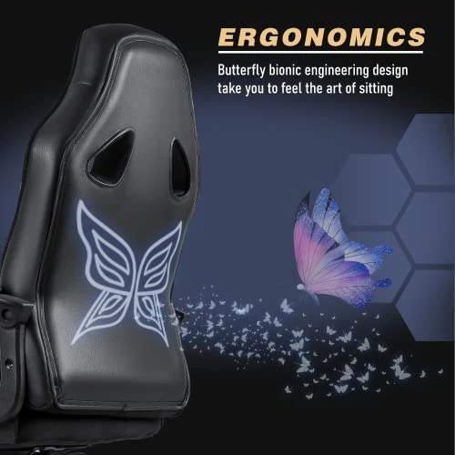 VICTONE Gaming Chair PU Leather Executive PC Computer Chair Height Adjustable Swivel Office Chair With Lumbar Support(Black) - Image 5