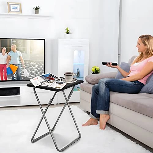 Garden 4 You Folding TV Tray Table,TV Dinner Table With Sturdy MDF Top,Eating Trays For Living Room With No Assembly Required, 15 X 18.9 X 26 In(Black) - Image 4