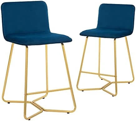 CangLong 25Inch Upholstered Polished Gold Metal Frame, Set Of 2, Counter Stool Chair, Pink 3 - Image 12