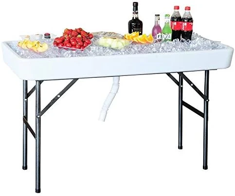 Modern Home 4' Portable Folding Party Ice Bin Table With Skirt - Black - Image 9