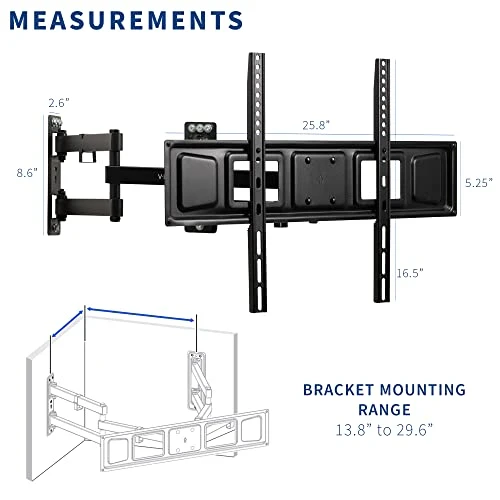 VIVO Corner TV Wall Mount For 32 To 70 Inch LCD LED Plasma Flat Screens, Full Motion Articulating Bracket, VESA Up To 600x400, MOUNT-CR70C - Image 2