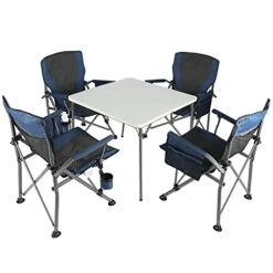 REDCAMP Folding Card Table With Chairs Set For 4, Portable Small Square Table And Chairs Fold In Half For Adults Outdoor Indoor Use, White 34"