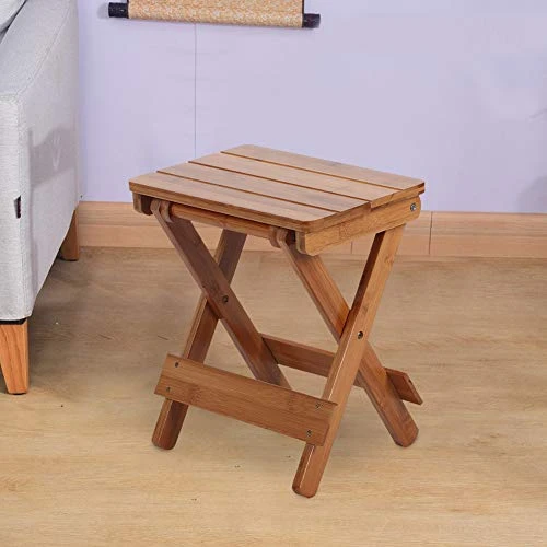 Smooth Edge Portable Folding Chair, Durable Bamboo Portable Stool, For Using In Your Living Room, Bathroom Bedroom - Image 3