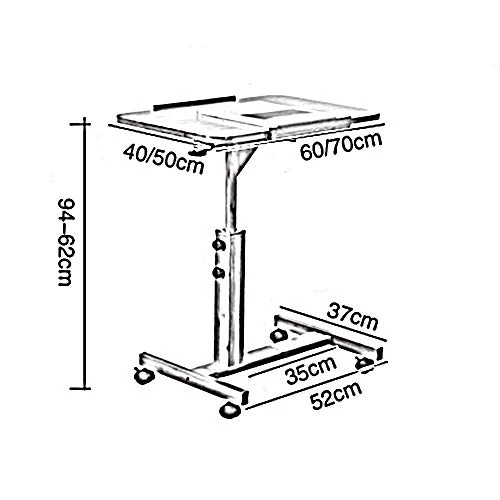 WYKDD Height Adjustable Mobile Laptop Stand Desk Rolling Cart, Height Adjustable From (Size : 50x70cm) - Image 2