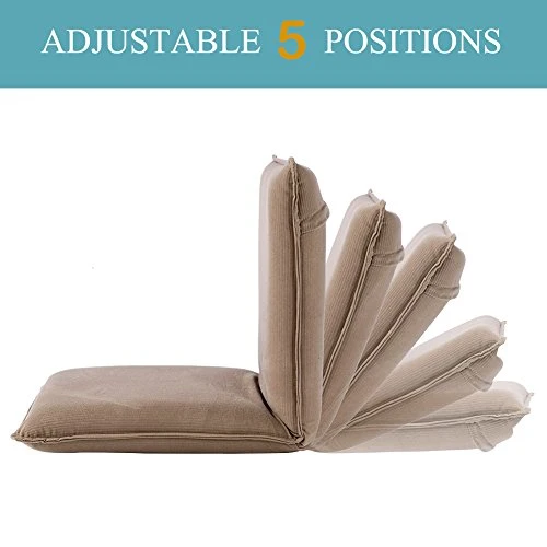 Sundale Folding Floor Chairs Video Gaming Chair For Adults, Adjustable Chaise Lounge Indoor Padded Floor Seating With Back Support, 5-Position Comfy Meditation Chair For Bedroom - Tan