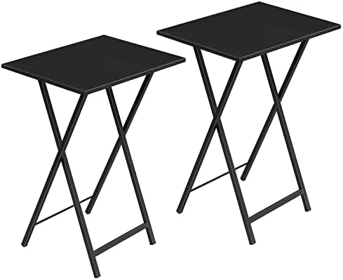 HOOBRO Folding TV Tray Tables, Set Of 2 Side Table For Small Space, Industrial Snack Tables For Eating At Couch, Stable Metal Frame, Easy Assembly, Space Saving, Rustic Brown And Black BF25BZ01 - Image 4