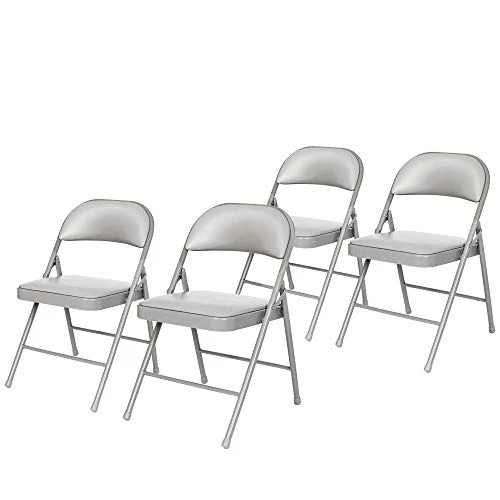 OEF Furnishings (4 Pack) Vinyl Padded Steel Folding Chairs, Beige - Image 8