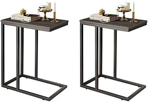 WLIVE Side Table Set Of 2, C Shaped End Table For Couch, Sofa And Bed, Large Desktop C Table For Living Room, Bedroom, Gray And Black - Image 6