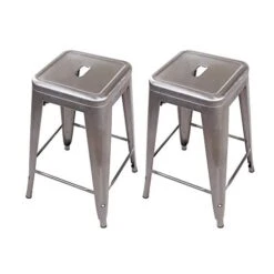 GIA 24-Inch Backless Counter Height Stool With Metal Seat, Gunmetal, 2-Pack