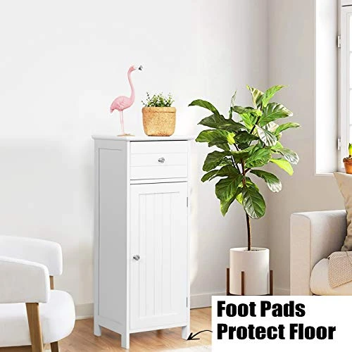 GLACER Bathroom Floor Cabinet, Multifunctional Freestanding Side Storage Cabinet With Adjustable Shelf, Equipped With Anti-toppling Fitting, 14 X 12 X 34.5 Inches (White) - Image 5