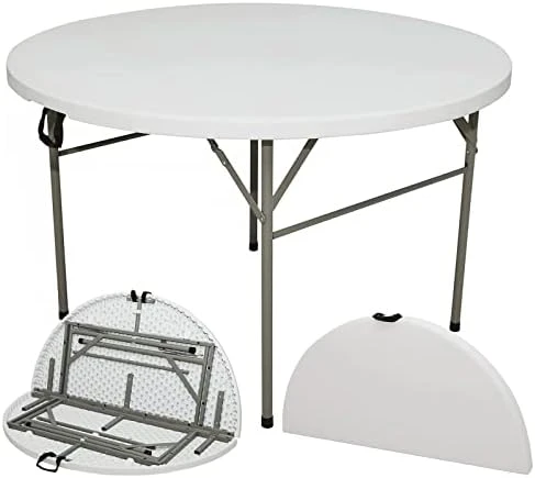 Gnomiya Folding Tables, Portable Folding Card Table Indoor Outdoor Heavy Duty Fold-in-Half Plastic Foldable Dining Table W/Handle, Lock For Picnic, Party, Camping(4ft) - Image 9