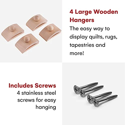 Classy Clamps Wooden Quilt Wall Hangers โ 8 Large Clips (Light & Dark) And Screws For Wall Hangings - Tapestry Hangers/Quilt Hangers For Wall Hangings - Quilt Clips/Wall Clips For Hanging/Quilt Rack - Image 3