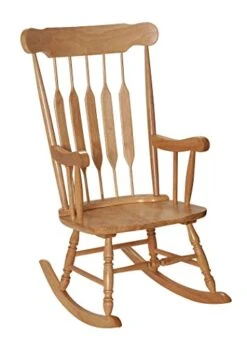 Gift Mark Rocking Chairs - Classic Wooden Rocker - Comfort Fitted Design Perfect For Living Rooms, Bedrooms, Nurserys, And More - Classic Vintage Style Chairs (Natural Wood)