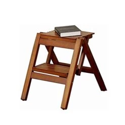 DINGZZ Folding Wooden Step Stool Portable Ladder Chair Seat Versatile Multifunctional Multipurpose Solid Pine (Color : White-Patch Five-Pointed Star4)