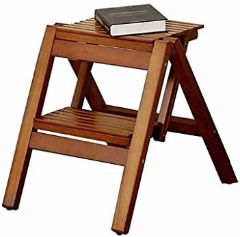 DINGZZ Folding Wooden Step Stool Portable Ladder Chair Seat Versatile Multifunctional Multipurpose Solid Pine (Color : White-Patch Five-Pointed Star4) - Image 6