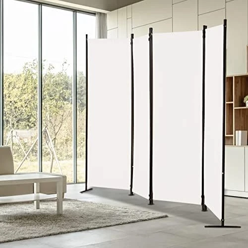 Room Dividers Folding Privacy Screens 4 Panel Partition Screen Steel Frame& Frabic Office Partition For Home Office Dorm Decor Black - Image 9