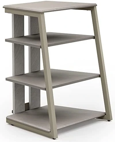 FITUEYES Design 4-Tier AV Media Stand Corner Shelf Stand Wooden Corner Shelves Component Cabinet Stereo Rack Audio Tower With Height Adjustable Wooden Shelves For/Apple Tv/Xbox One/ps4 (Walnut) - Image 9