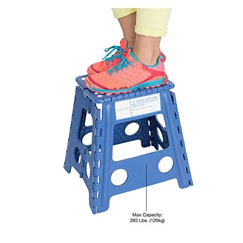 ESSENTIALS 21048 15β Folding Step Stool, Wide Folding Step Stool, Plastic Step Stools For Adults, Garden Step Stool, Foldable High Stool, Blue - Image 4