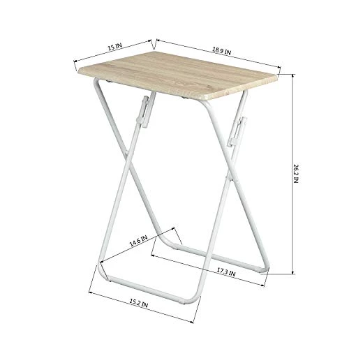 FurnitureR Set Of 2 Folding TV Trays Foldable Dinner Snack Trays, Portable Light Weight Sofa Bedside Tables, No Assembly Required, Beige, 15 X 18.9 X 26.2 In, 2PCS - Image 3