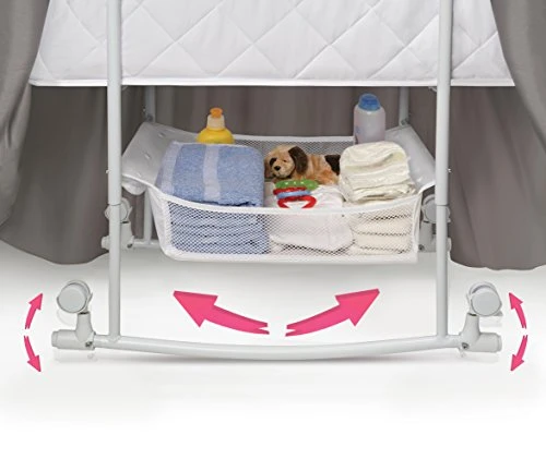 Wishes Oval Rocking Baby Bassinet With Bedding, Storage, And Pad - Image 5