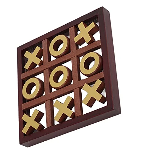 OUKENS Tic Tac Toe For Kids And Adults Coffee Table Living Room Decor And Desk Decor Family Games Night Classic XO Board Games Wood Rustic For Families Size 5 Inch - Image 4