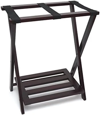 Lipper International 502W Right Height Folding Luggage Rack With Bottom Shelf, White Finish, 22 ⅞" X 13 ¾" X 27 ½" - Image 5
