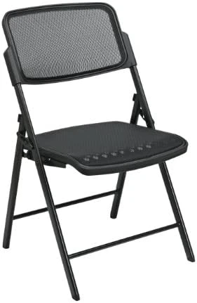 Office Star Deluxe Breathable ProGrid Seat And Back Folding Chair 2-Pack, Black Finish Frame - Image 5