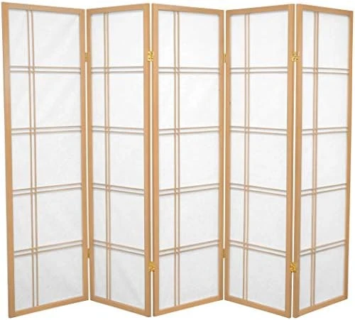 Oriental Furniture 5 Ft. Tall Double Cross Shoji Screen - Honey - 6 Panels - Image 8