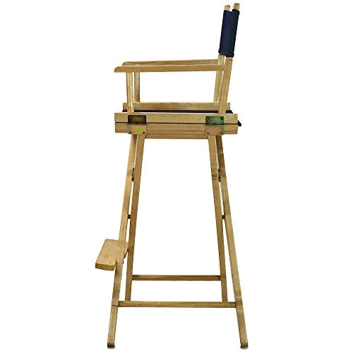 Casual Home Director's Chair ,Natural Frame/Navy Canvas,30" - Bar Height - Image 3
