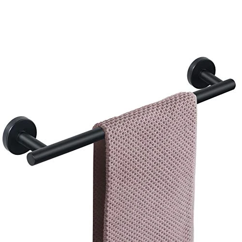 NearMoon Bathroom Towel Bar, Bath Accessories Thicken Stainless Steel Shower Towel Rack For Bathroom, Towel Holder Wall Mounted (Matte Black, 18 Inch)