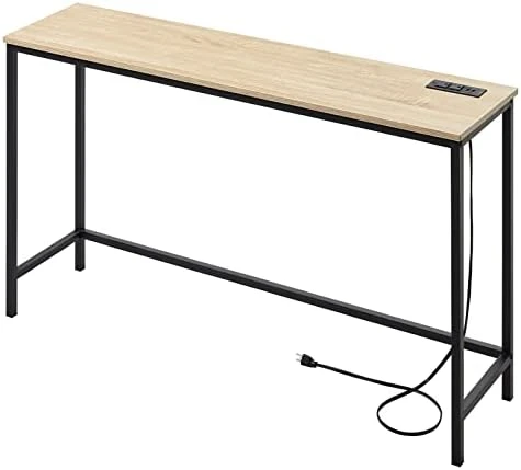 Lifewit Console Entryway Table With 2 Power Outlets And 2 USB Ports,Industrial Narrow Sofa Table For Hallway, Living Room,Bedroom,Kitchen, Metal Frame (Black, 39.4" L X 11.8" W X 28.3" H) - Image 10