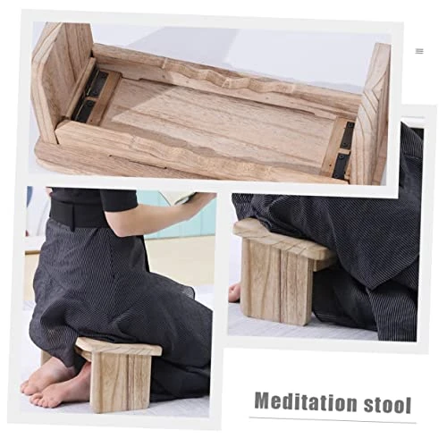 BESPORTBLE Buddha Kneeling Stool Folding Bench Foldable Bench Press Bench Wooden Bench Prayer Chair Zazen Bench Wood Temple Stool Portable Wood Stools Household Stool Household Cushion - Image 5