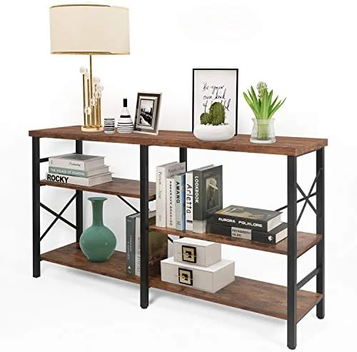 YUMEBUY Console Table For Entryway, Industrial Entry/Hallway Table Sofa Side Table Narrow Long With Open Bookshelf For Living Room (Rustic Brown) - Image 5