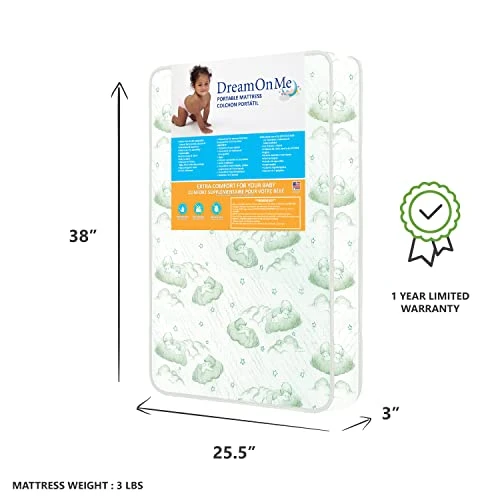 Dream On Me 3β Foam / Excellent Support / Easy Maintenance/ Greenguard Gold Environment Safe Playmat