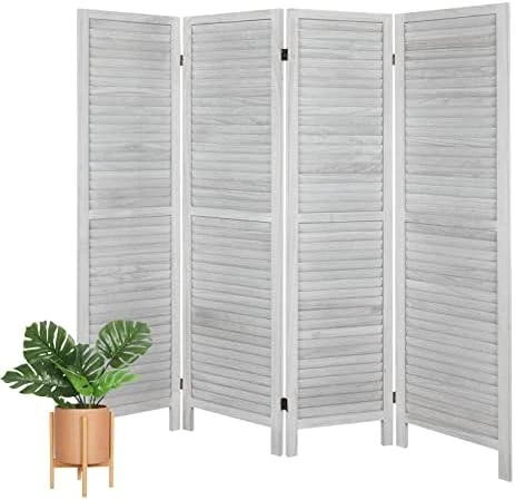 ECOMEX Room Divider 4 Panel, Wood Folding Room Divider Privacy Screens, Freestanding Partition Room Divider Screen Partial Partition For Bedroom, Office, Study,Ivory White - Image 6