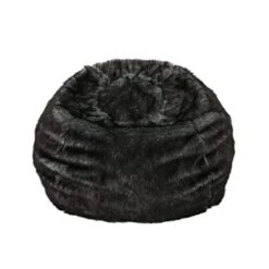 Christopher Knight Home Laraine Furry Glam Black And White Streak Faux Fur 3 Ft. Bean Bag