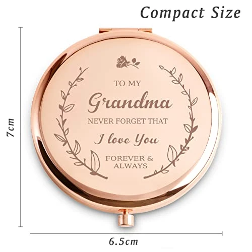 COYOAL Grandma Gifts From Grandchildren, Personalized Engraved Compact Mirror, Unique Mothers Day Birthday Gifts For Grandma, Nana, Grammy, Grandmother - Image 3