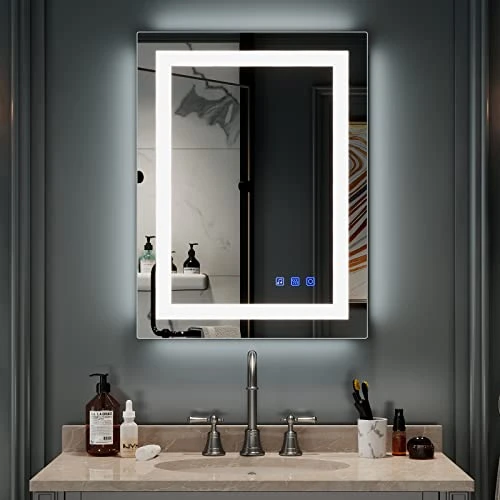 Bonnlo 32"×24" (800×600mm)Bluetooth Mirror,Led Bathroom Mirror Smart Mirror With Bluetooth Speaker, Anti-Fog Bathroom Led Mirror With Memory Touch, Dimmable Espejos Para Baños, Vertically/Horizontally