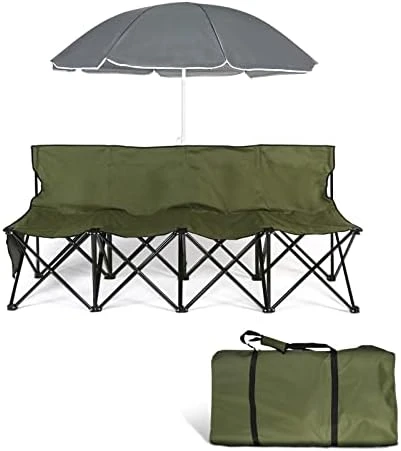 AOTIFARM Portable Sports Bench 4 Seat Folding Camping Chairs Team Sideline Bench Lawn Chairs Heavy Duty With Removable Seat Green XH4Y1A Folding Chairs - Image 8