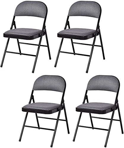 Moccha 4 Pack Folding Chairs, Stackable Fabric Commercial Chair With Metal Frame, Lightweight Portable Foldable Chairs With Padded Seat For Home Office Wedding Party Indoor Outdoor Events(Gray) - Image 2